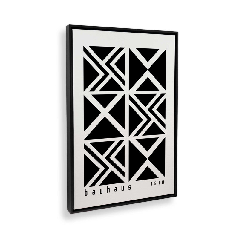 Triangle Bauhaus Grid Canvas Print, Satin Black Floater Framed, 18.75" H x 12.75" W x 1.75" D