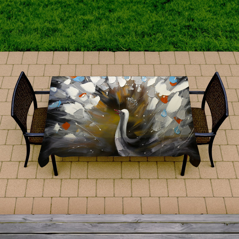 Abstract Color Spotted Peacock Tablecloth | Indoor Outdoor Decor