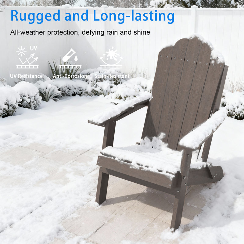 Chaise Adirondack pliante en PEHD robuste, capacité 350 lb, chaise Adirondack d'extérieur avec porte-gobelet pour patio, pelouse et balcon