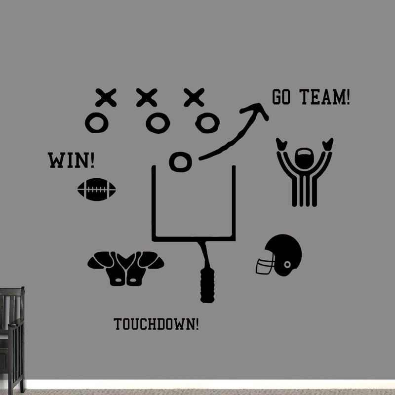 Décalcomanie murale ensemble de football Hedgepeth, Noir