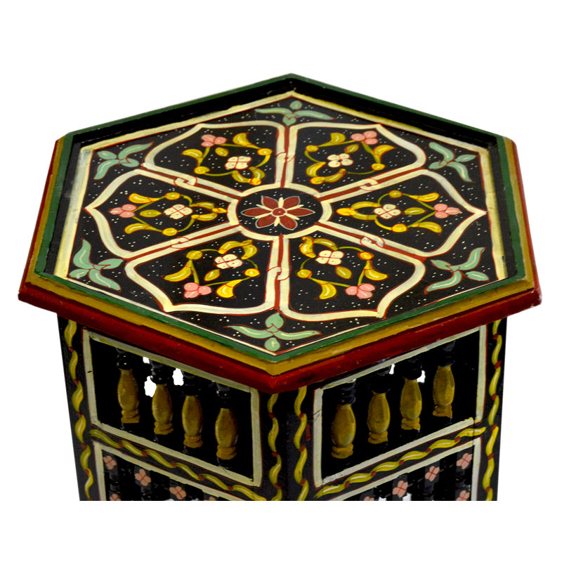 Handmade Moroccan Wood Table Moucharabi Black
