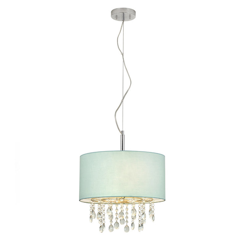 Bixby 3 - Light Fabric Drum Chandelier, Light Turquoise Blue
