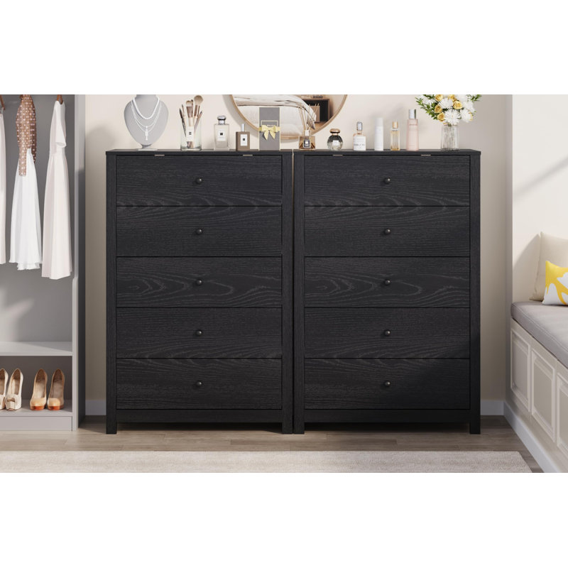Commode 5 tiroirs Modern, Chêne foncé
