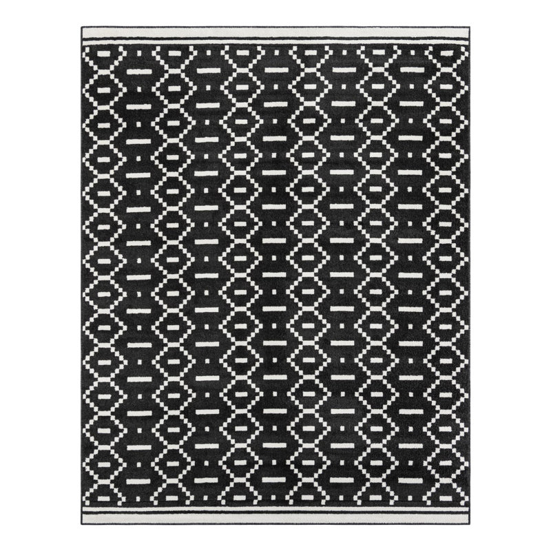 Ivy Bronx Begna Nathanyl Rug Black, Rectangle 7'10" x 10'