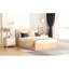 Lit plateforme en bois avec compartiments de tiroir et 2 tiroirs - Mobilier de chambre à coucher de couleur naturelle avec tiroirs de rangement-1673846949