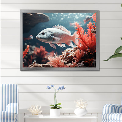 " Monochrome Coral And Gray Fish Dance "