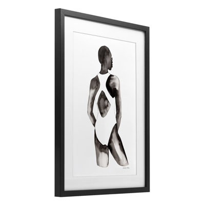 «Beach Day Swimsuit Silhouette», reproduction encadrée sous verre, conception de Simone Elum