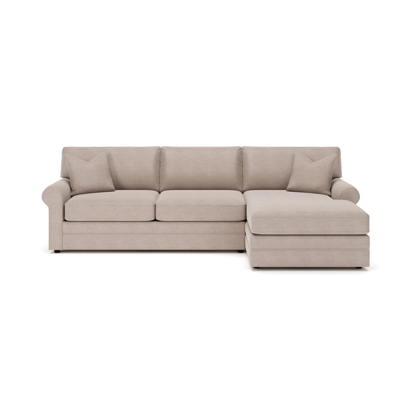 Charlie 2-Piece Sofa With Chaise Sectional, Cruise Adrift, Classic Bleach White