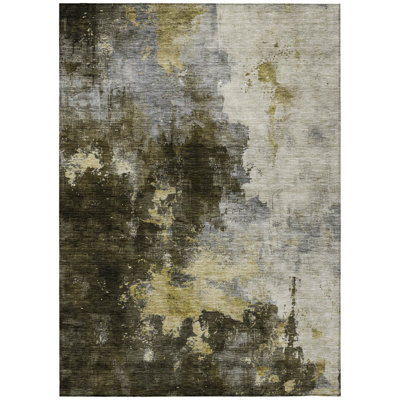 HomeRoots 8' X 10' Brown Abstract Washable Indoor Outdoor Area Rug