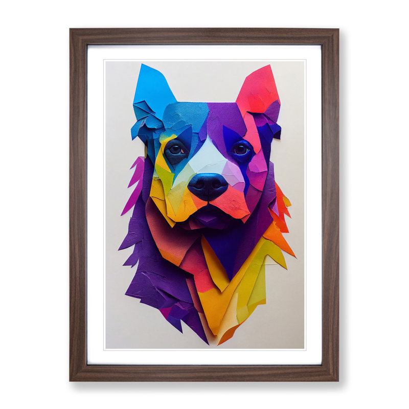 XV1022-3399X Paper Dog No.2 Abstract - Print, Walnut Framed, 66cm H x 48cm W