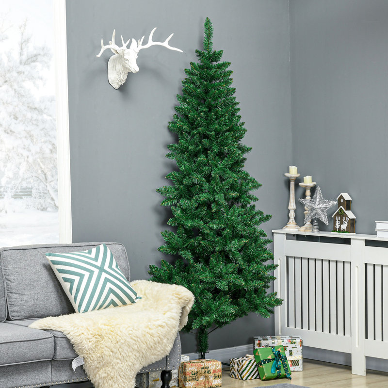 Demi-arbre de Noël artificiel 7 pi, 520 branches, ouverture automatique, base en acier, Fascinate