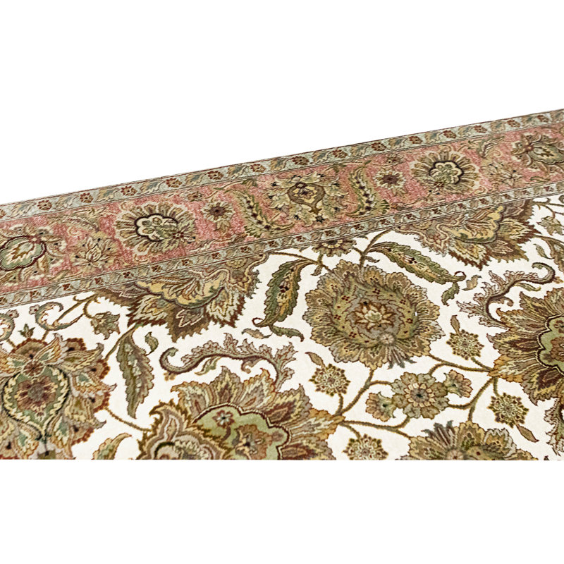 Hand Knotted Wool Area Rug in Gold And Rust