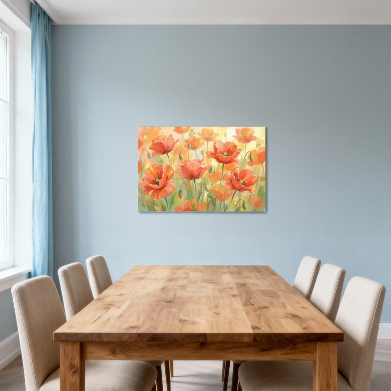 Plantes et fleurs, coquelicots, impression sur toile, H 24 po x l 36 po