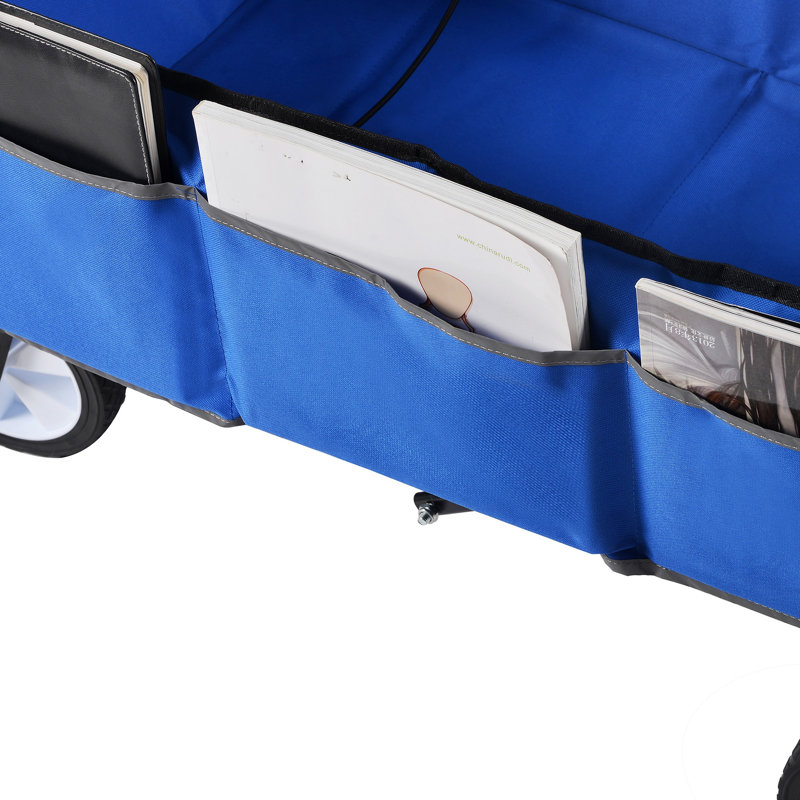 Chariot de plage pliable, H 3,75 po x l 3,08 po x P 1,66 po, Noir / Bleu