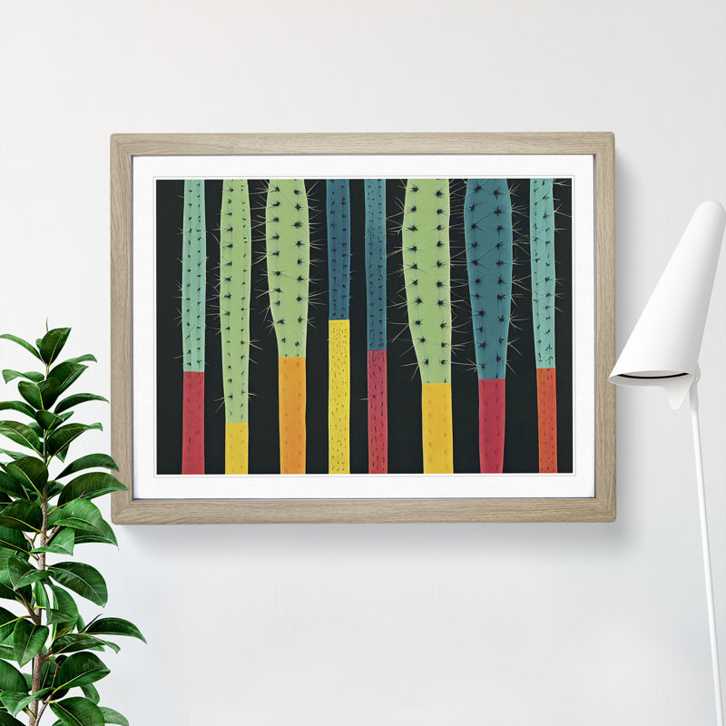 Abstract Cactus Vol.2 - Framed Print, 34cm H x 46cm W x 2cm D, Oak