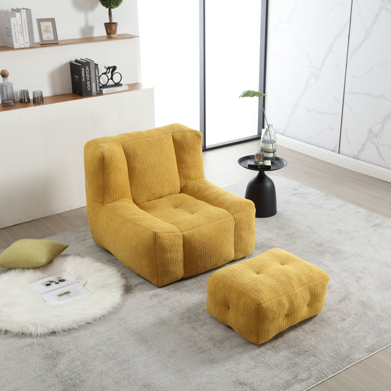 Canapé moderne en velours avec repose-pieds, mousse mémoire confortable pour le salon