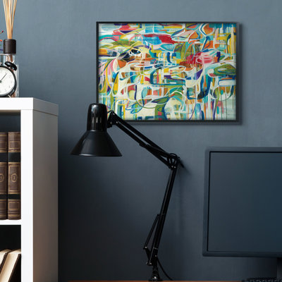 «Bright Complex Curved Abstractions», formes bleues et vertes - impression