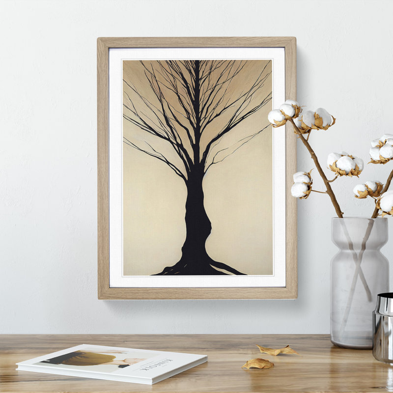 Simplistic Tree - Framed Print, 46cm H x 34cm W x 2cm D, Oak Framed