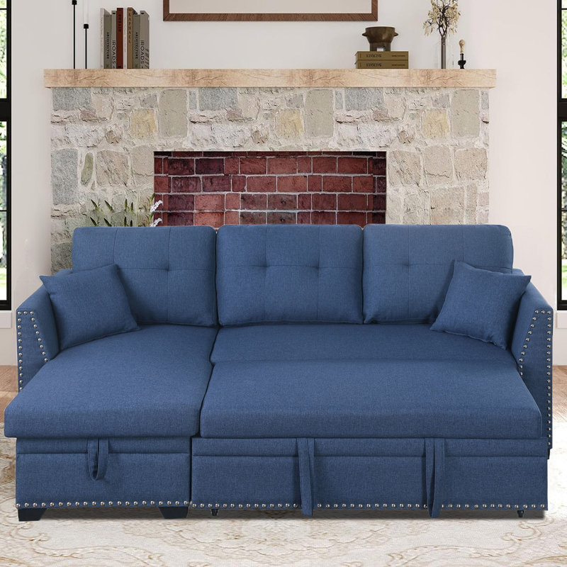 Lucenia Upholstered 81.5'' Sleeper Sofa, Blue