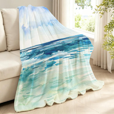 Jeté transparent en flanelle molletonnée ultra douce, impression aquarelle d'un côté