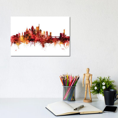 Philadelphia Pennsylvania Skyline Red by Michael Tompsett - Wrapped Canvas Gallery-Wrapped Canvas Giclée