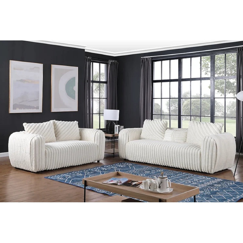 Ellin 2 Piece Stripe Set White, White