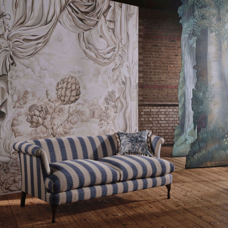 Giles Deacon Fringed Tulip Toile Fabric, Woad