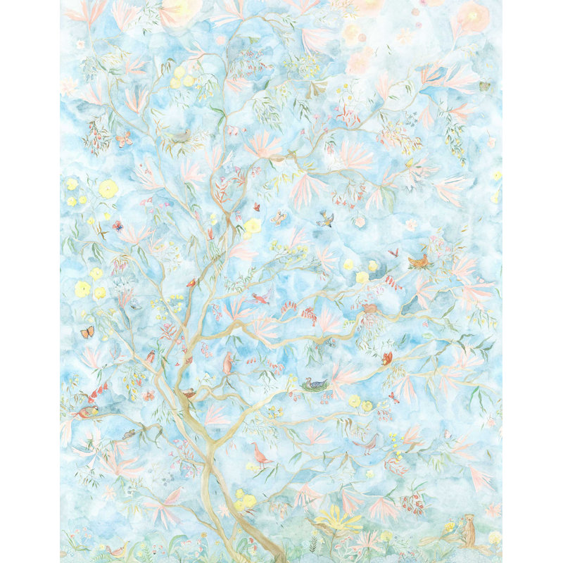 Murale arbre Sprites | Ciel / pré-collé / murale - 96 po x 124 po