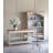47x17.5x82.5" Large Five-tiered Wooden Bookshelf With Arched Top And Earthy White And Beige Finish