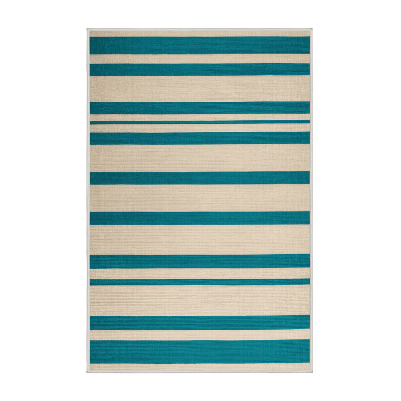 Tapis beige à rayures horizontales lavable à la machine, Rectangulaire 2 pi x 3 pi
