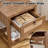 Rattan Nightstand With Drawer And Open Shelf, Boho Bedside Table, Cane Side Table For Bedroom & Living Room, Walnut-162539482-162539477