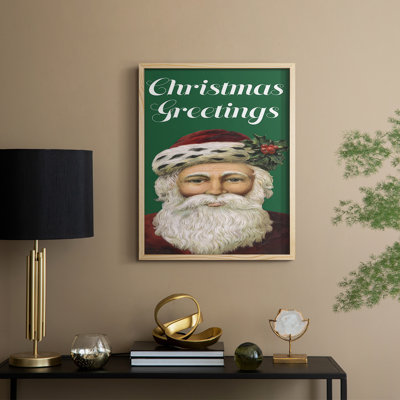 Retro Santa Claus I Framed Print - Solid Wood