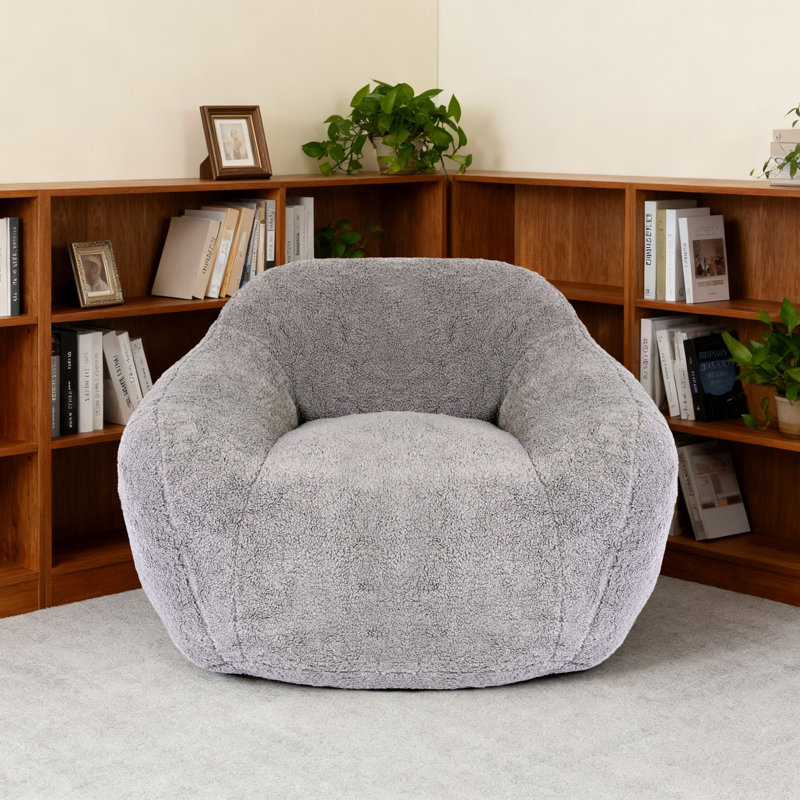 Fauteuil à billes Comfy, Peluche gris clair