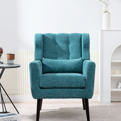 Fauteuil d'appoint en chenille - bleu sarcelle. Ergonomique, bois, rembourré de mousse, idéal pour la vie et la chambre à coucher sarcelle avec fonction ergonomique. Pieds en bois, tissu, intérieur rembourré