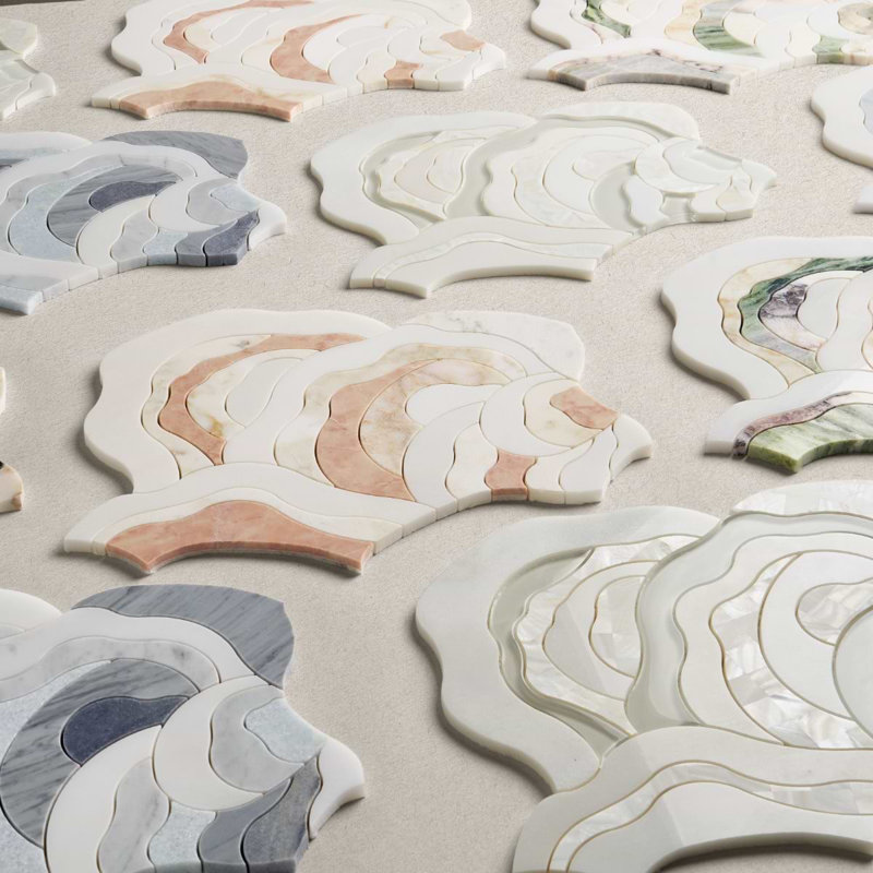 Iris Rosa Onyx Pink Polished Marble Waterjet Mosaic Tile