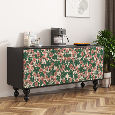 Pattern solid wood simple storage cabinet