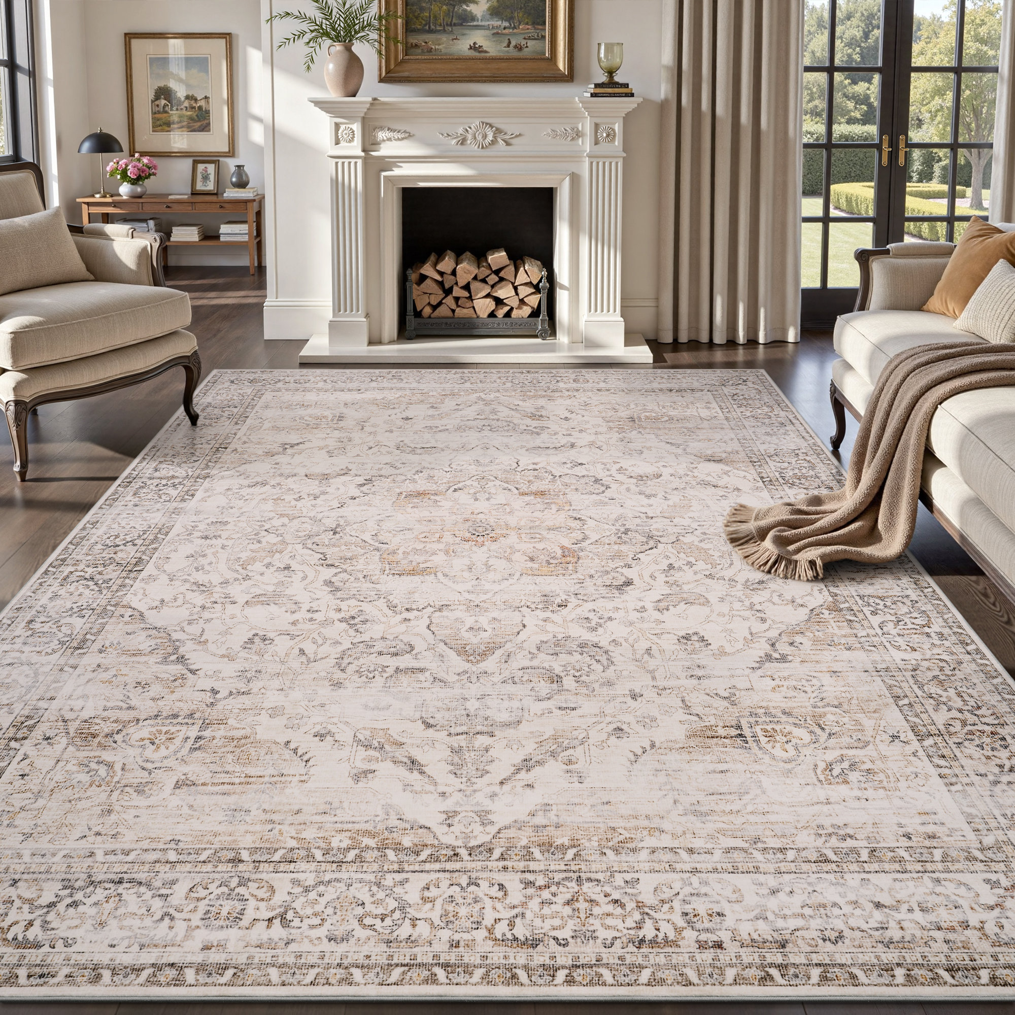 Red Barrel Studio® Vintage Medallion Washable Non-Slip Area Rug For Living Rooms And Bedrooms & Reviews | Wayfair