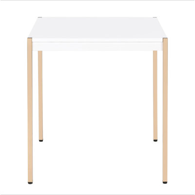 White and Gold Square End Table
