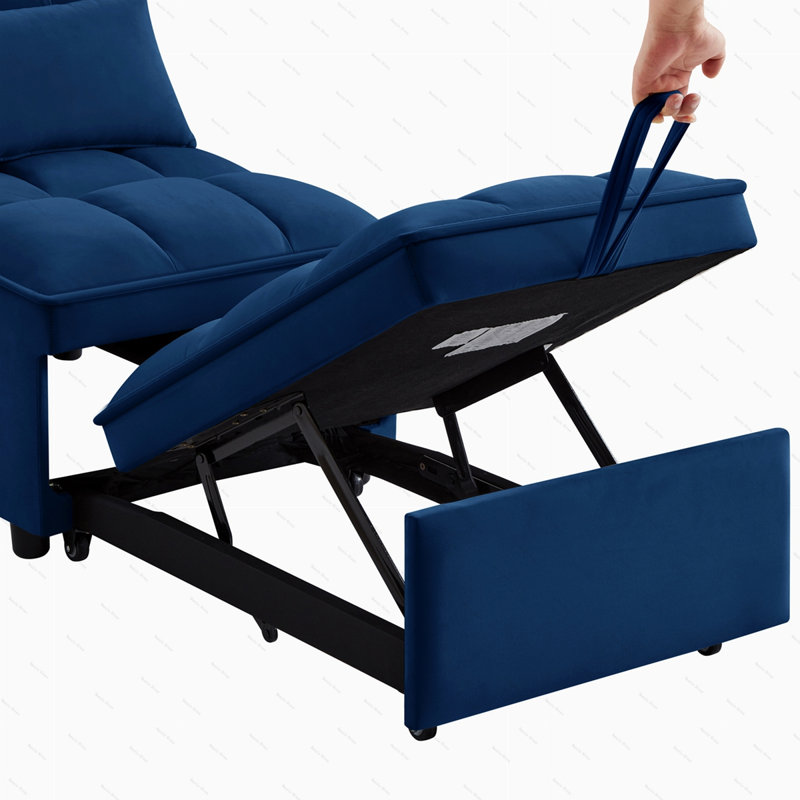 4 in1 Multi-Function Single Sofa Bed, Navy Velvet