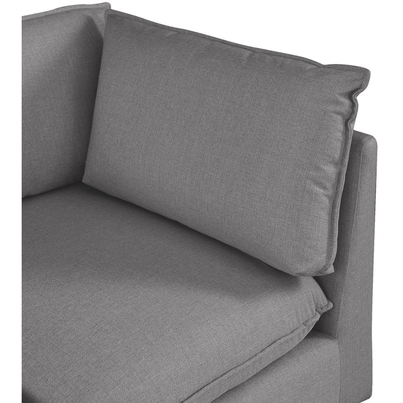 Lin durable sans accoudoirs Tupman Beige, Tissu gris texturé en lin