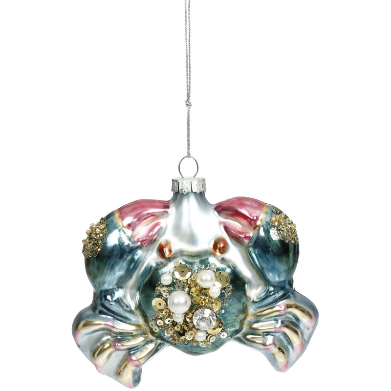 Jeweled Crab Ornament - 3.5 Inches Set Of 12