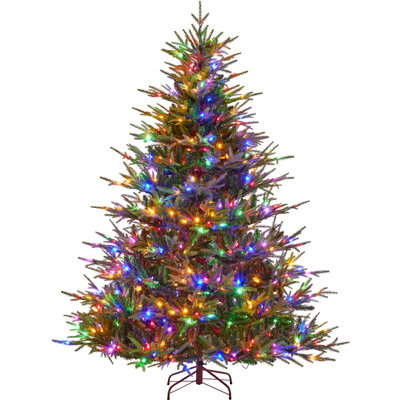 Pre-lit Artificial Christmas Tree with Multicolored LED Lights of 9 Light Modes