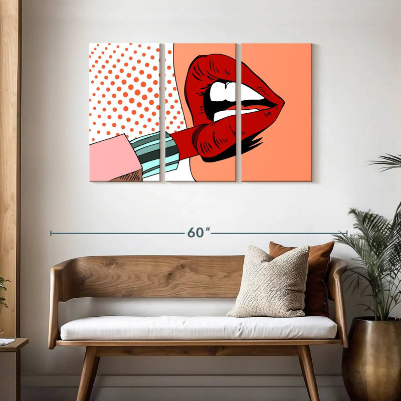 Shuttleworth Retro Pop Red Lips, 28" H x 45" W