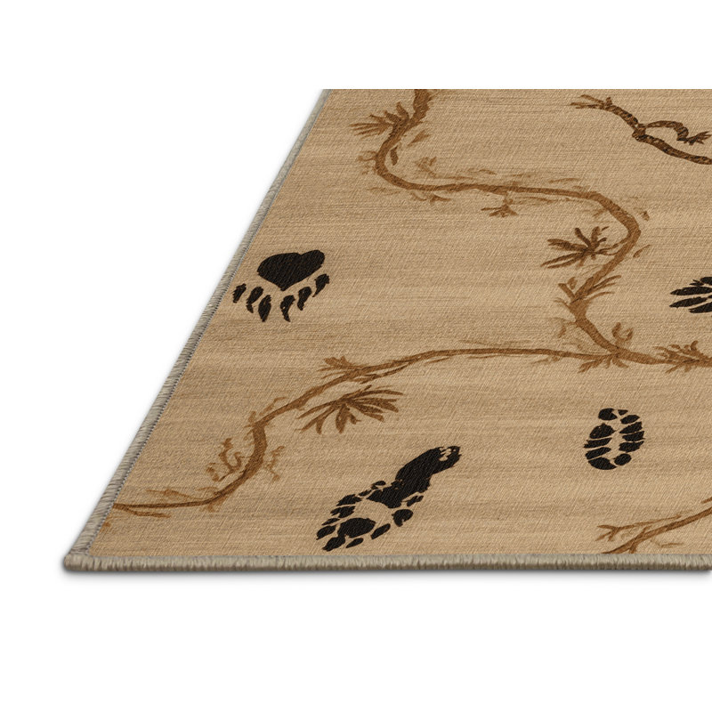 Machine Washable Nature Beige Area Rug, Square 7'