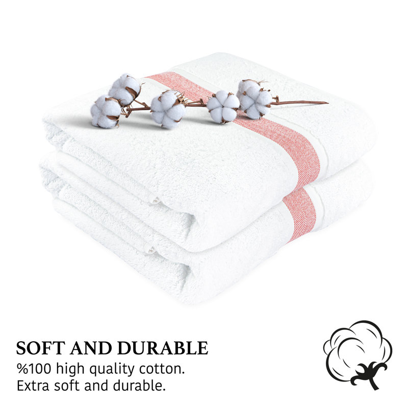 Serviette de bain 100% coton, Blanc / Somon, 4
