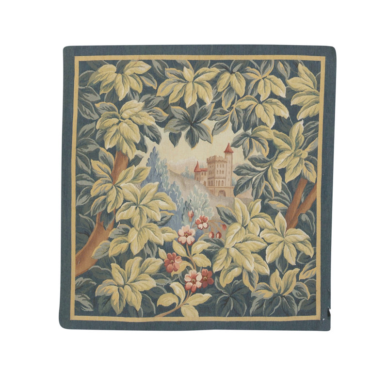Tapis beige et bleu noué à la main de haute qualité