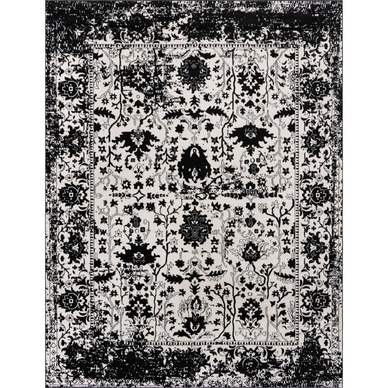 Ortilio Oriental Area Rug, Rectangle 10' x 13'1", Black