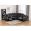 Canapé modulaire inclinable électrique en cuir Vegan de 96,8 po de largeur avec console et porte-gobelet-1030014584