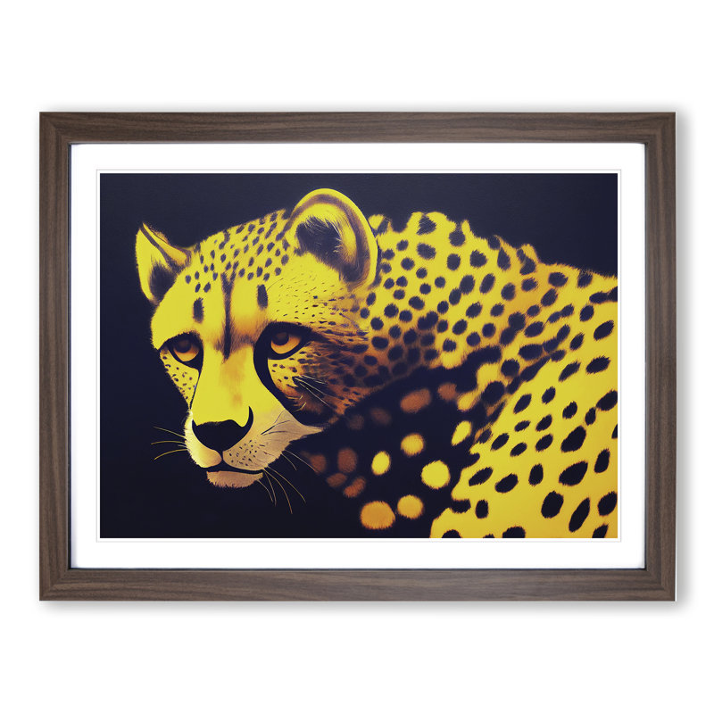 Striking Cheetah - Framed Print, 25cm H x 34cm W x 2cm D, Walnut