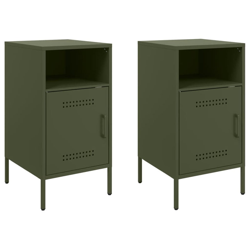 Bedside Cabinets 2 pcs 36x39x68 cm Steel, Olive Green